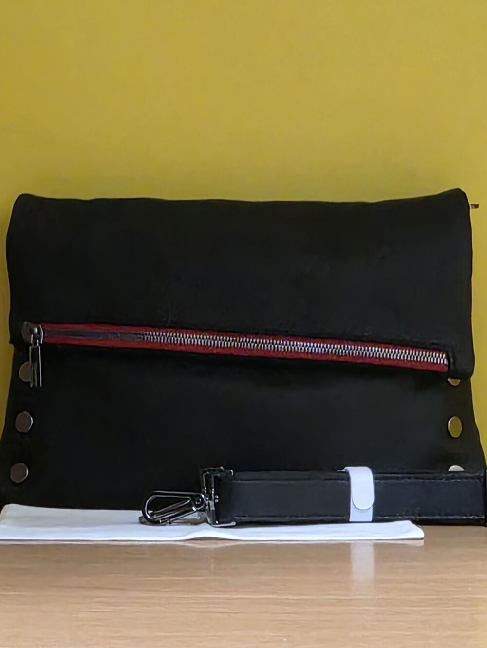 Hammitt Large Black Leather VIP with Red Zip Accent - Picture 2 of 8